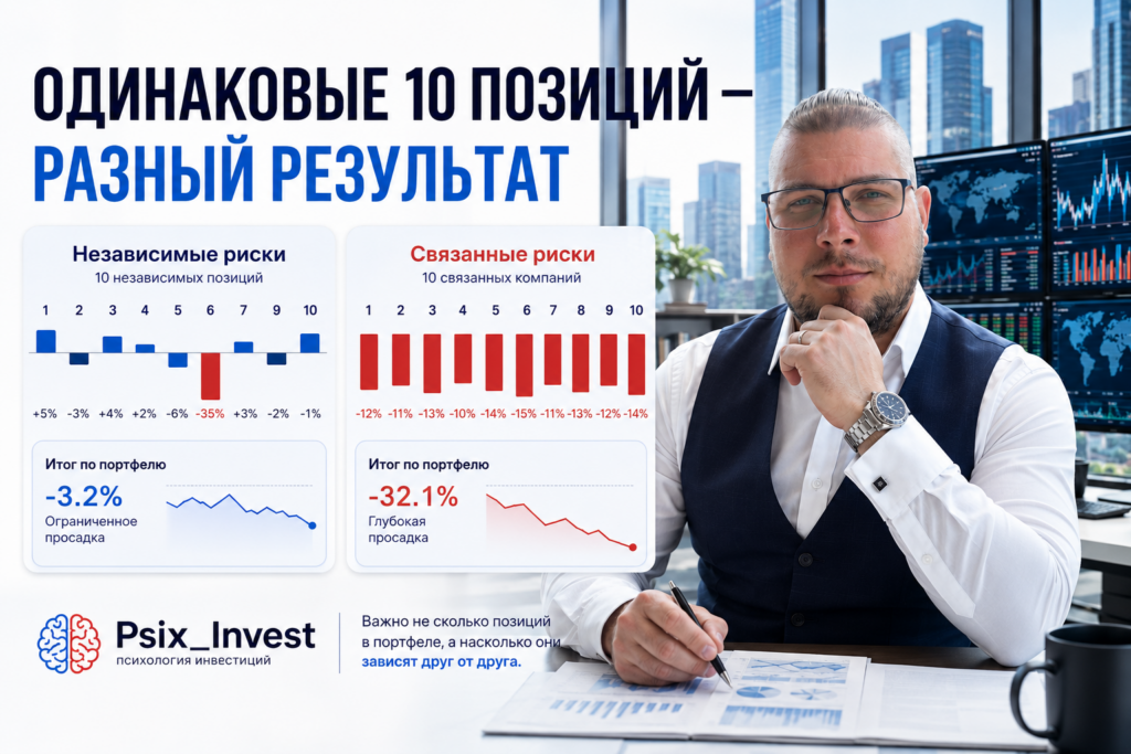 Влияние связанных и независимых активов на просадку инвестиционного портфеля
