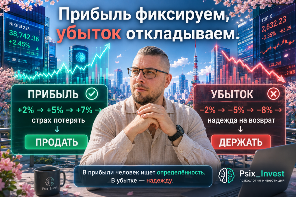 Сравнение поведения инвестора в прибыльной и убыточной позиции