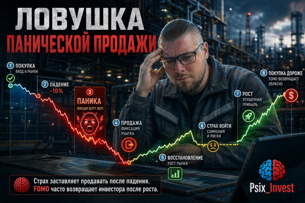 Паническая продажа после падения и повторная покупка актива после восстановления рынка