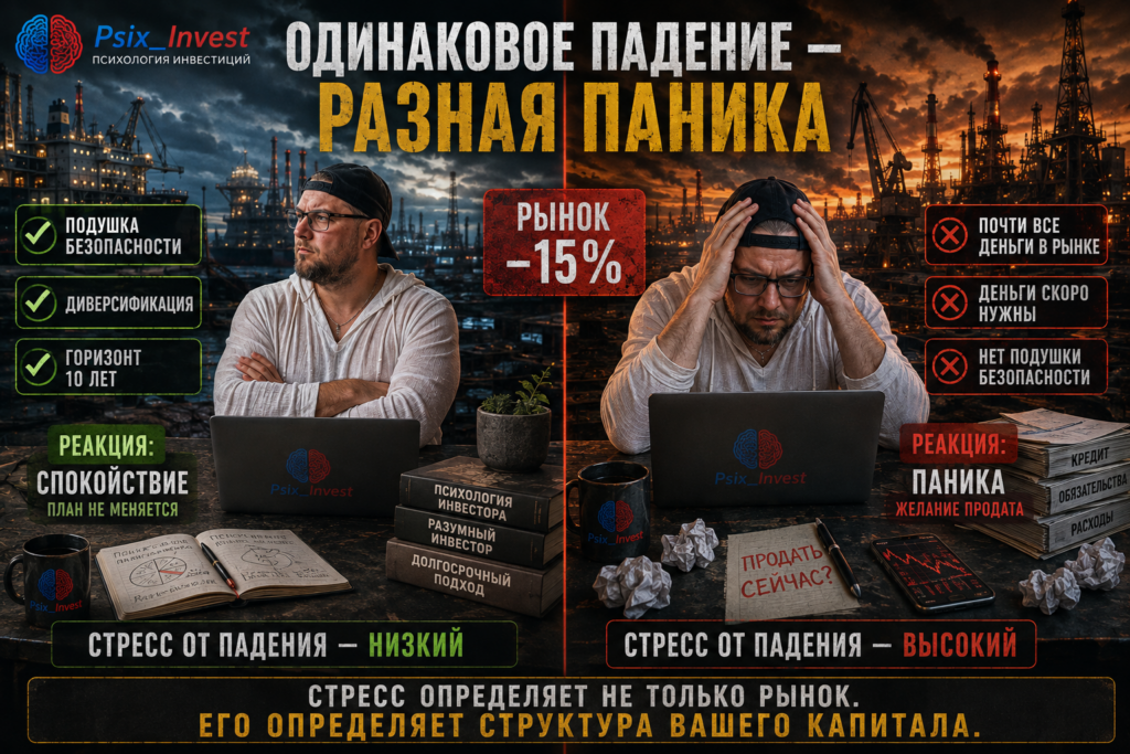 Влияние размера риска и финансовой подушки на поведение инвестора во время падения рынка