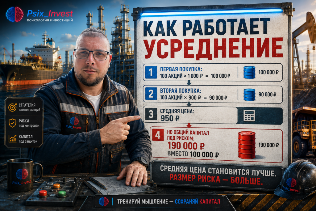 Пример снижения средней цены инвестиционной позиции после дополнительной покупки