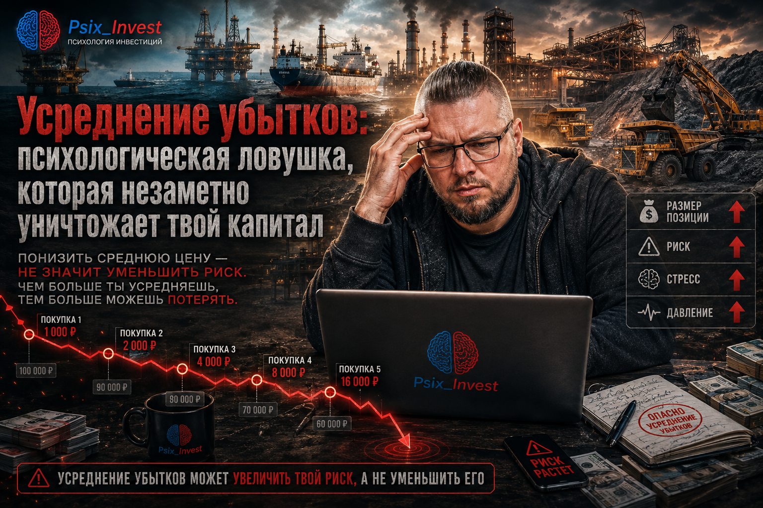 ​Усреднение убытков: психологическая ловушка, которая незаметно уничтожает твой капитал