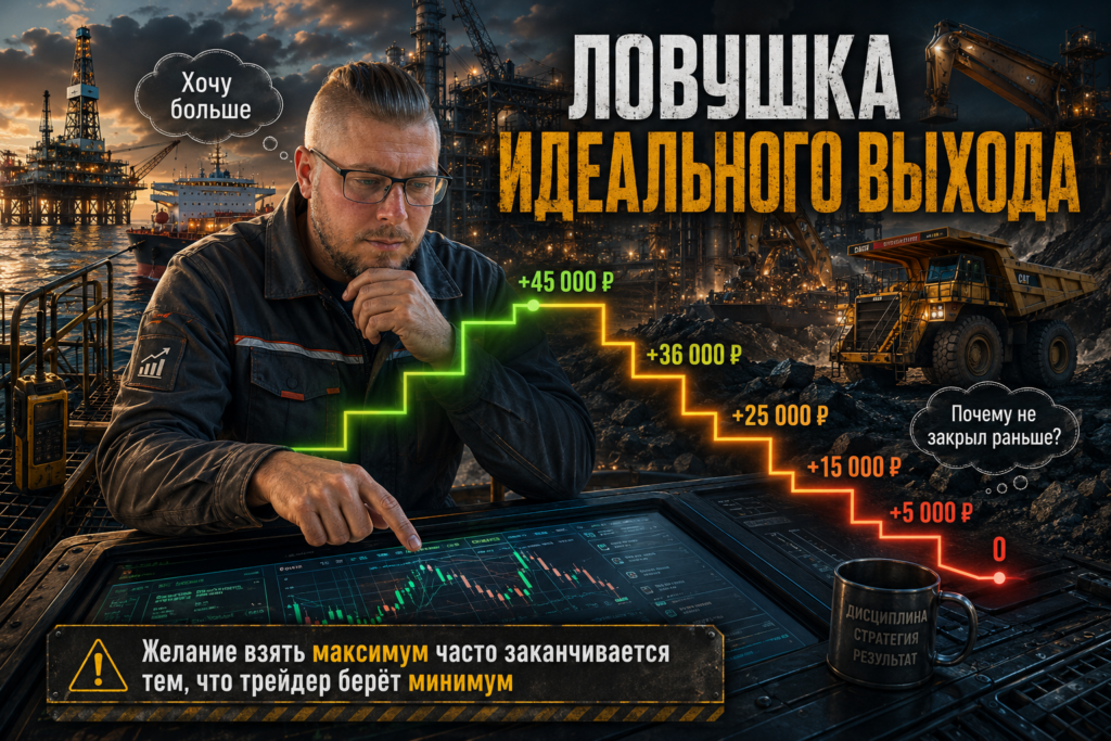 Снижение незакреплённой прибыли при попытке трейдера дождаться максимальной цены