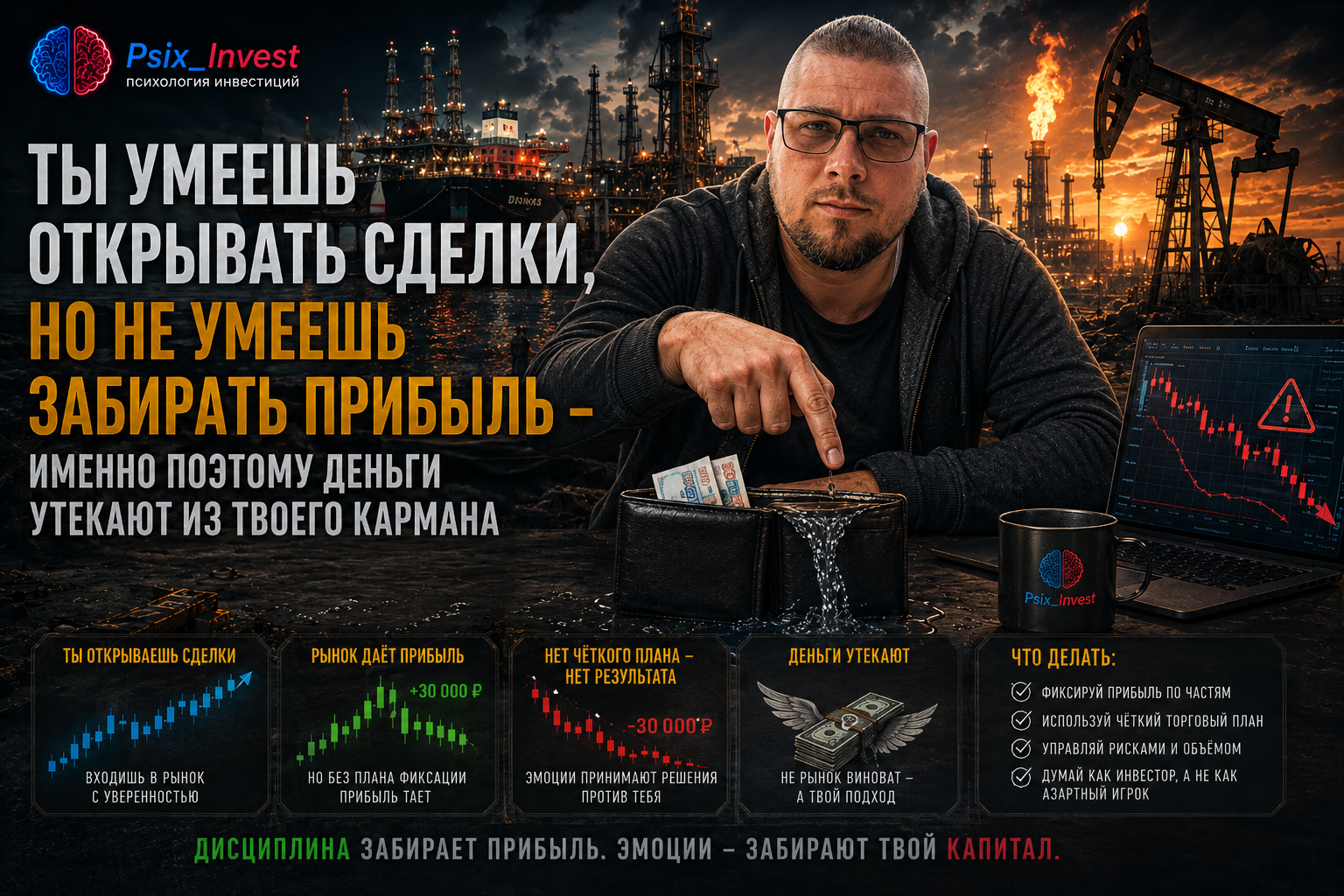 Ты умеешь открывать сделки, но не умеешь забирать прибыль — именно поэтому деньги утекают из твоего кармана