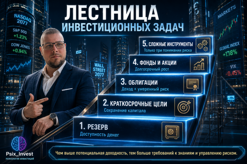 Уровни финансовых инструментов от резерва до сложных инвестиций