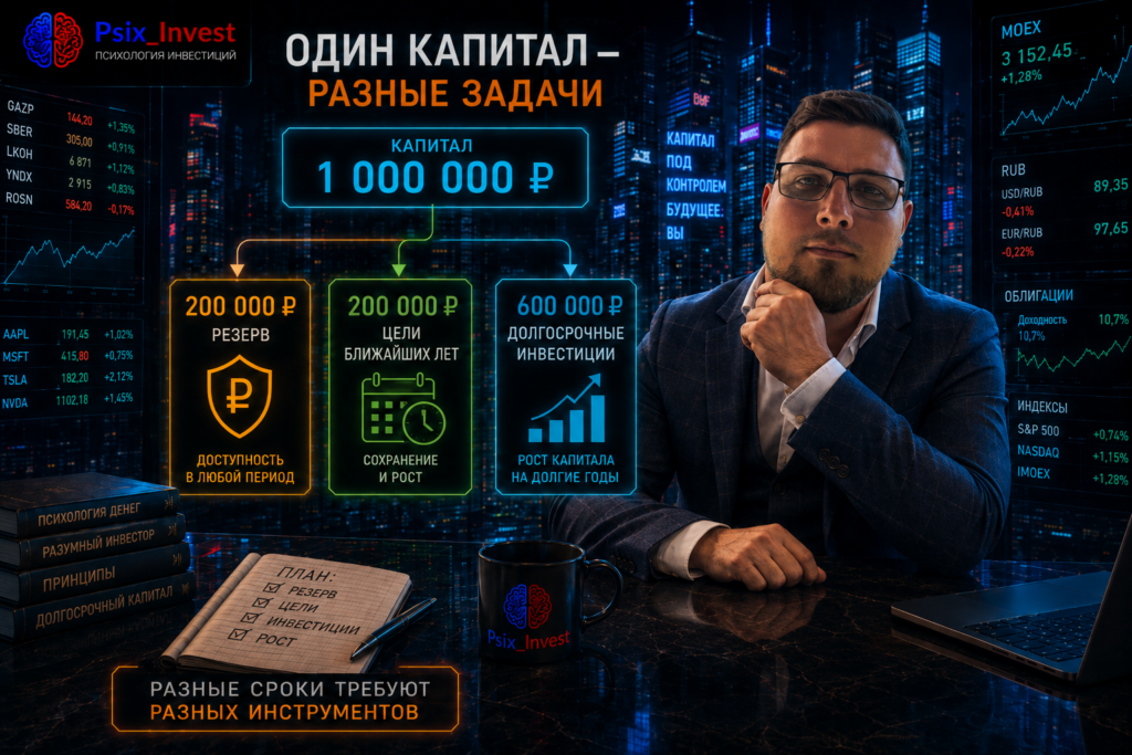 Разделение капитала по разным финансовым целям и срокам