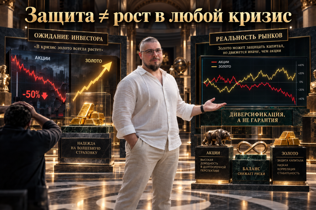 Золото как защитный актив без гарантии роста в любой кризис.