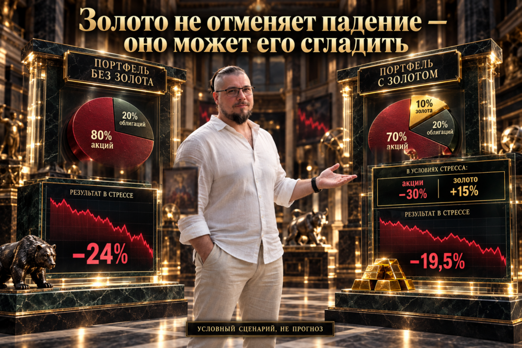 Схема роли золота как отдельного источника риска в диверсифицированном портфеле.