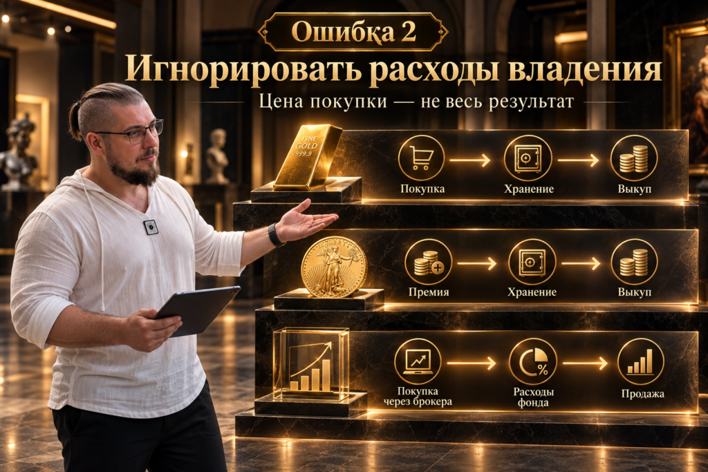 Учебный пример спреда при покупке золота: покупка за 100 тысяч рублей и обратный выкуп за 94 тысячи.