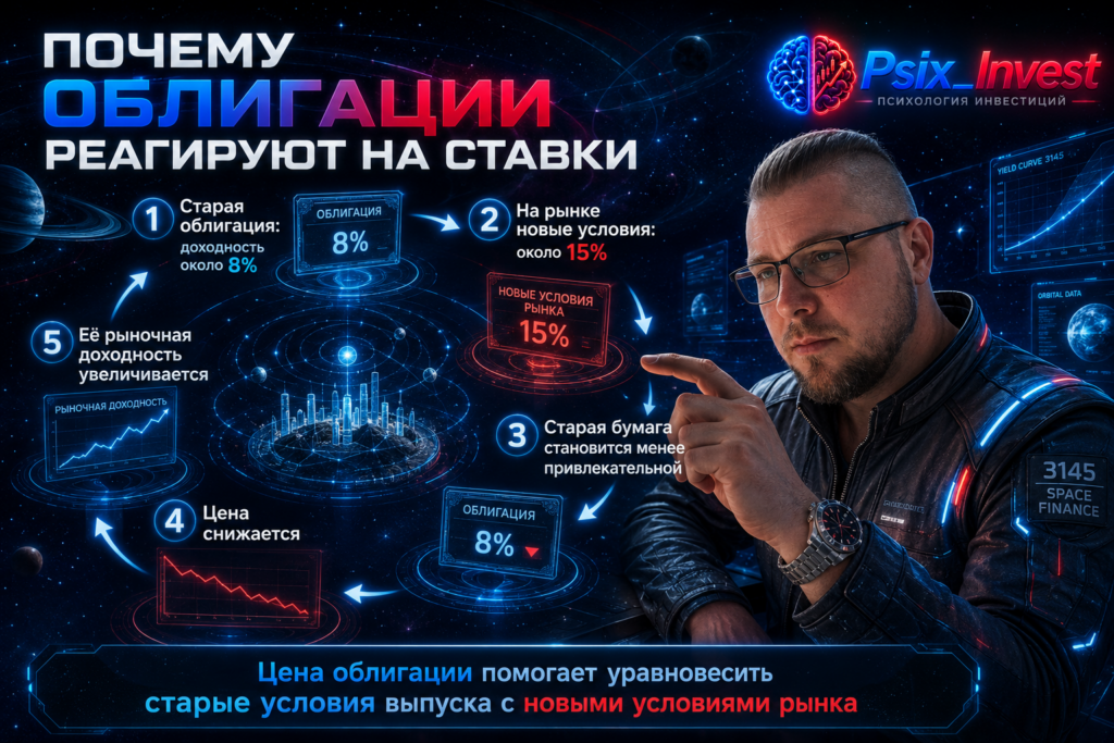 Схема влияния изменения процентных ставок на рыночную цену облигаций