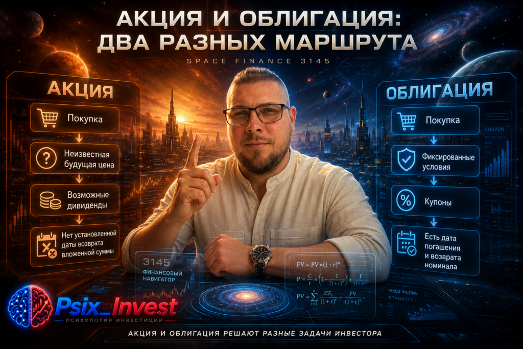 Сравнение движения денег инвестора при покупке акции и облигации