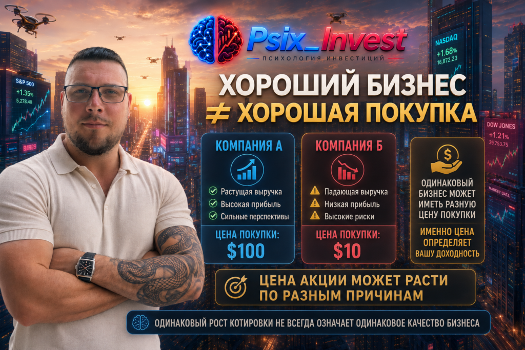 Сравнение одинакового бизнеса при разной рыночной стоимости компании