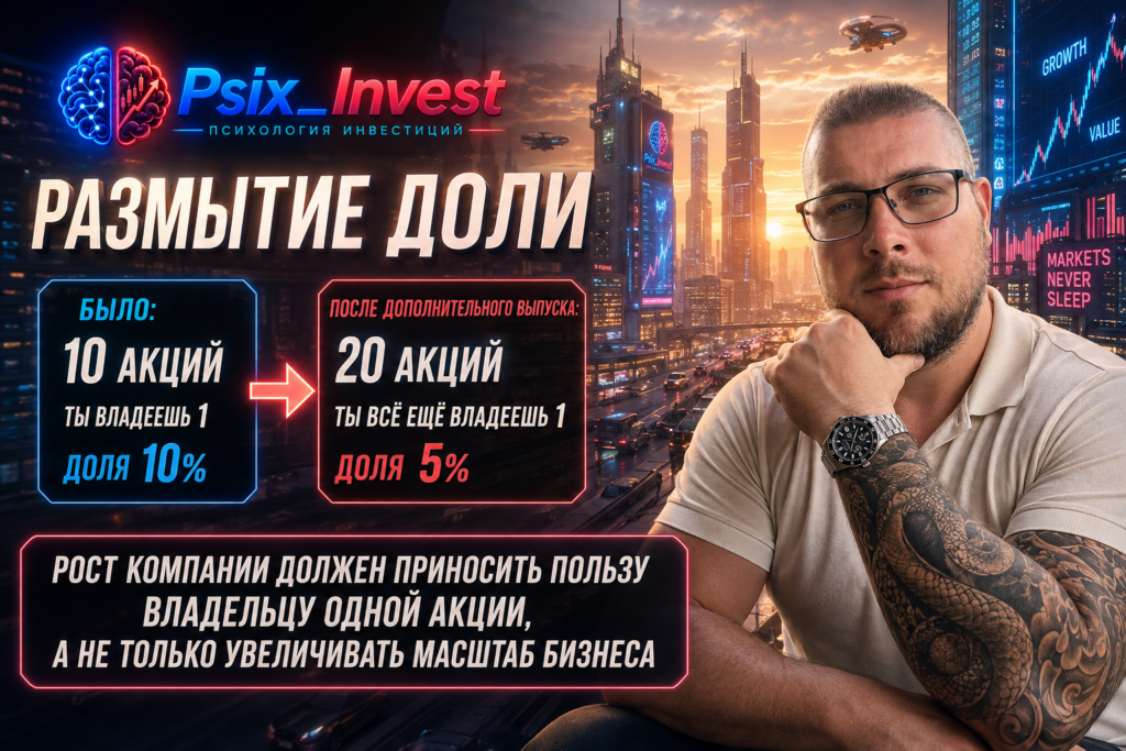 Пример уменьшения доли акционера после выпуска компанией дополнительных акций