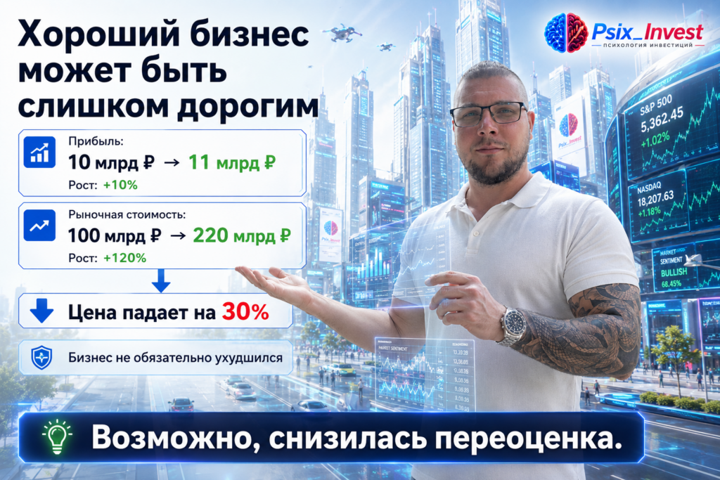 Пример роста прибыли компании при чрезмерном увеличении рыночной стоимости