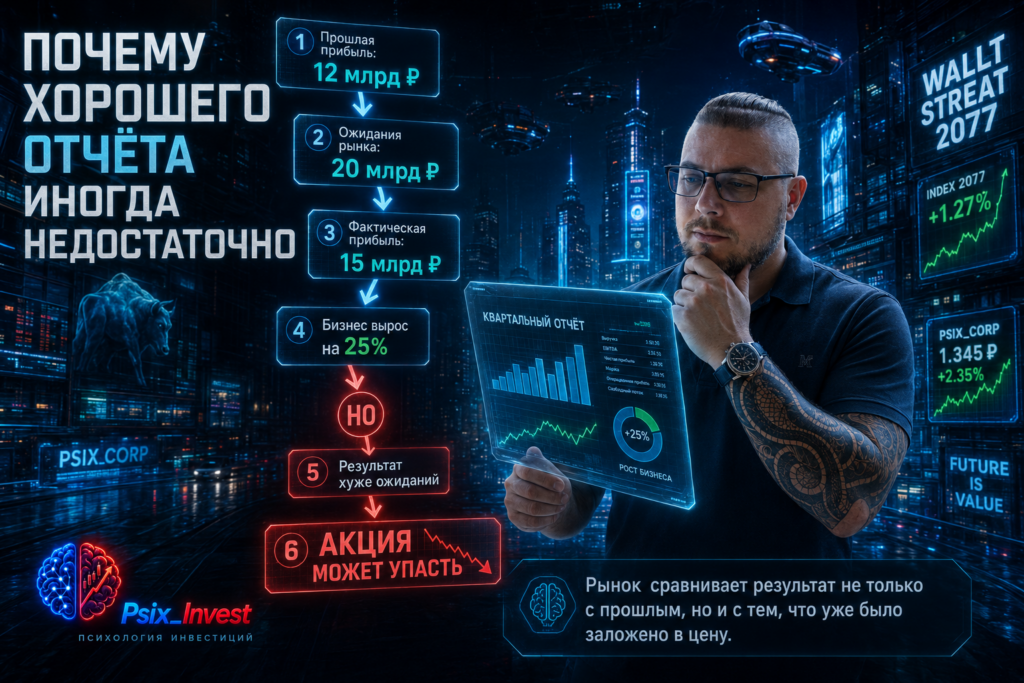 Сравнение фундаментального роста акции, роста на ожиданиях и роста за счёт переоценки