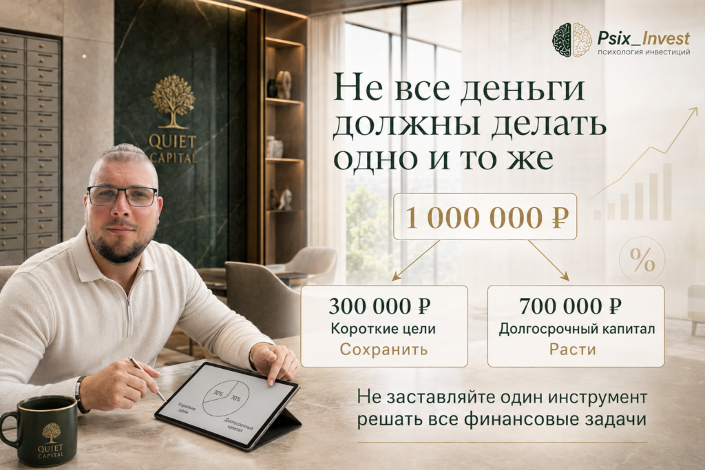 Разделение миллиона рублей между короткими финансовыми целями и долгосрочным капиталом