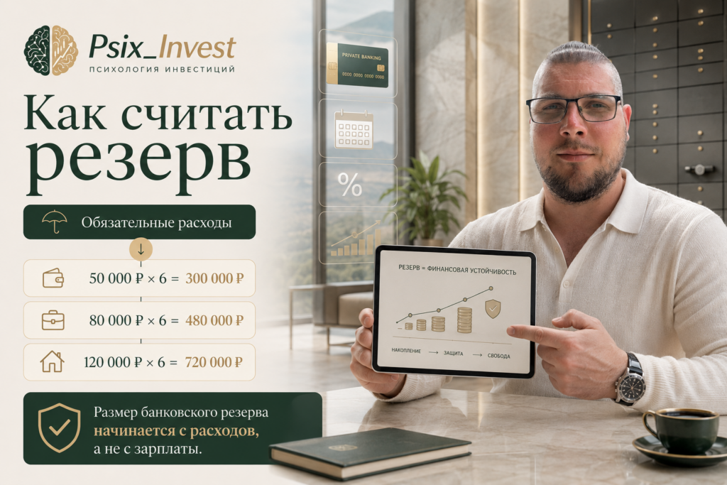 Расчёт финансового резерва на три, шесть и двенадцать месяцев для разных ежемесячных расходов