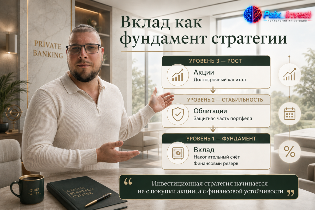 Схема финансовой системы из банковского резерва, облигаций и активов долгосрочного роста