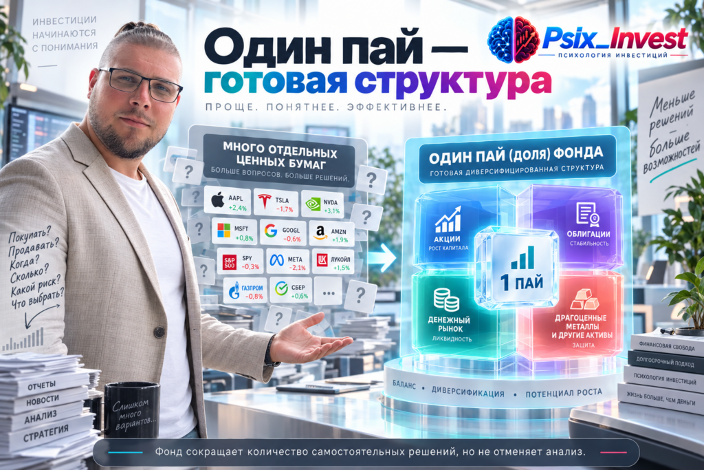 Новичок выбирает между множеством отдельных бумаг и инвестиционным фондом.