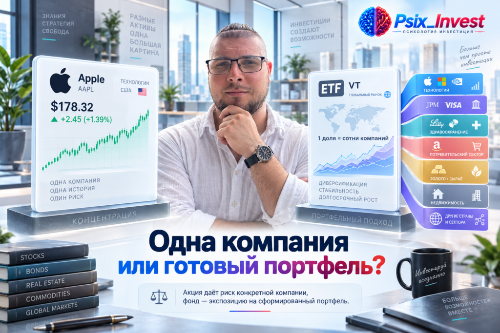 «Сравнение покупки отдельной акции и пая инвестиционного фонда».