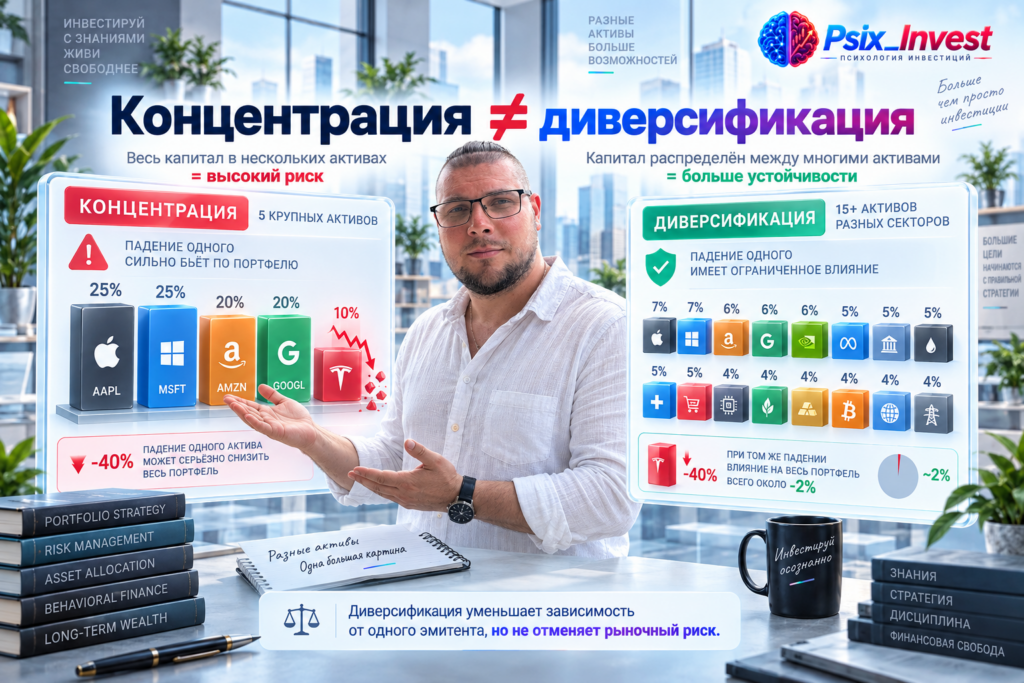 «Разница между концентрированным портфелем акций и диверсифицированным фондом».