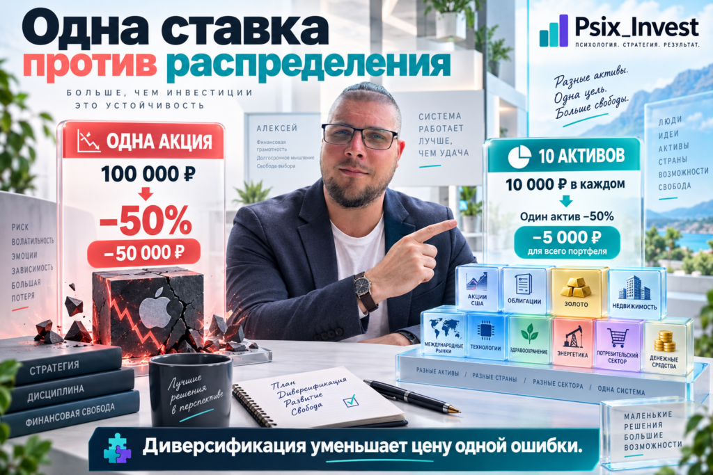 Сравнение убытка при большой и небольшой доле одной акции в инвестиционном портфеле