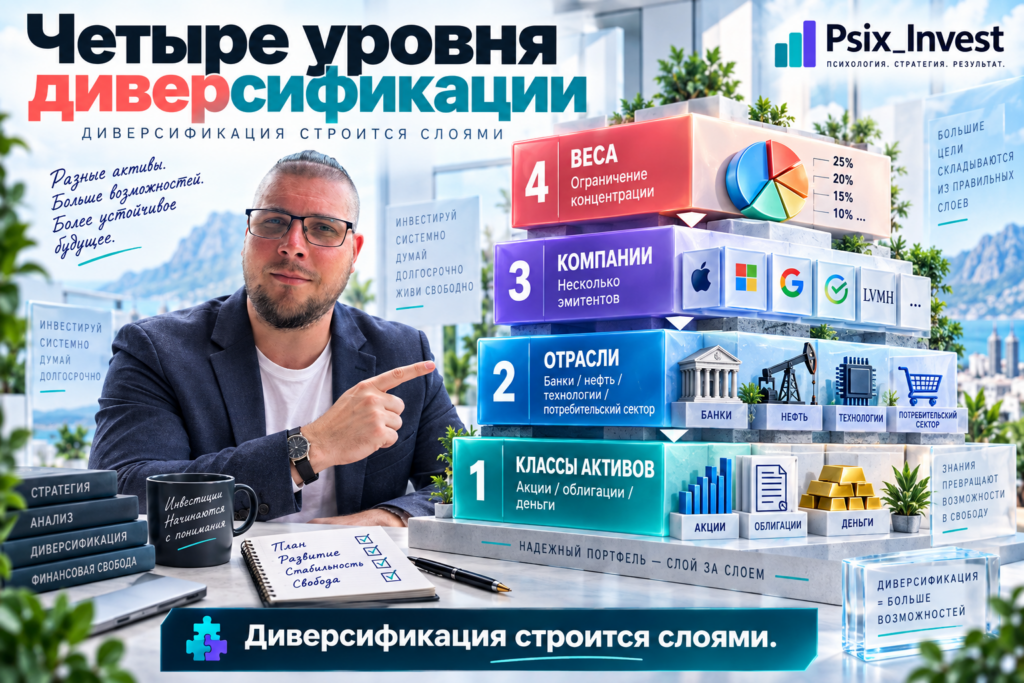 Схема диверсификации инвестиционного портфеля по классам активов, отраслям и отдельным компаниям