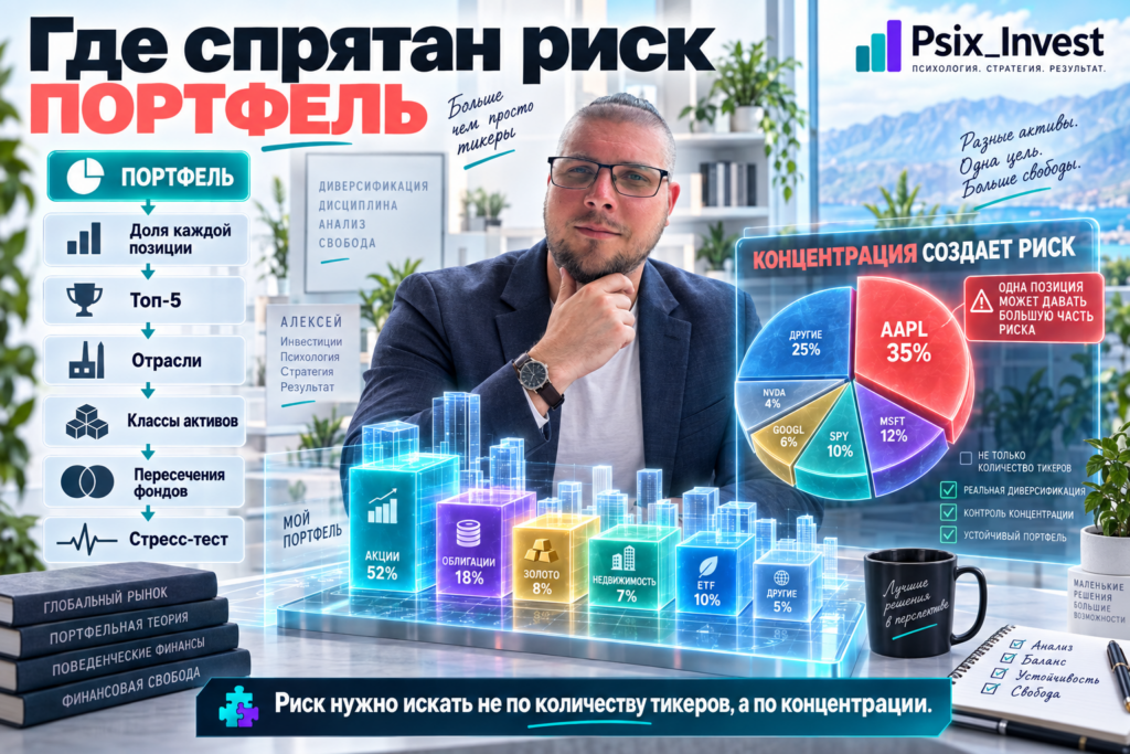 Пример расчёта влияния падения одной позиции на стоимость всего инвестиционного портфеля.