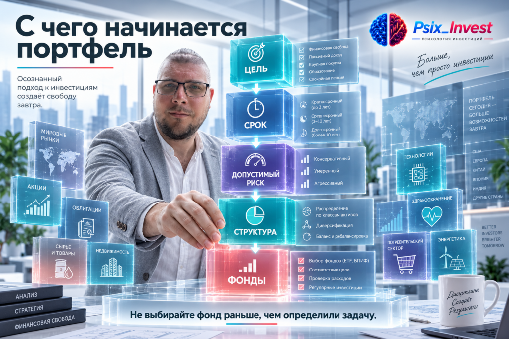 Пошаговая схема создания первого инвестиционного портфеля от цели и срока до выбора фондов