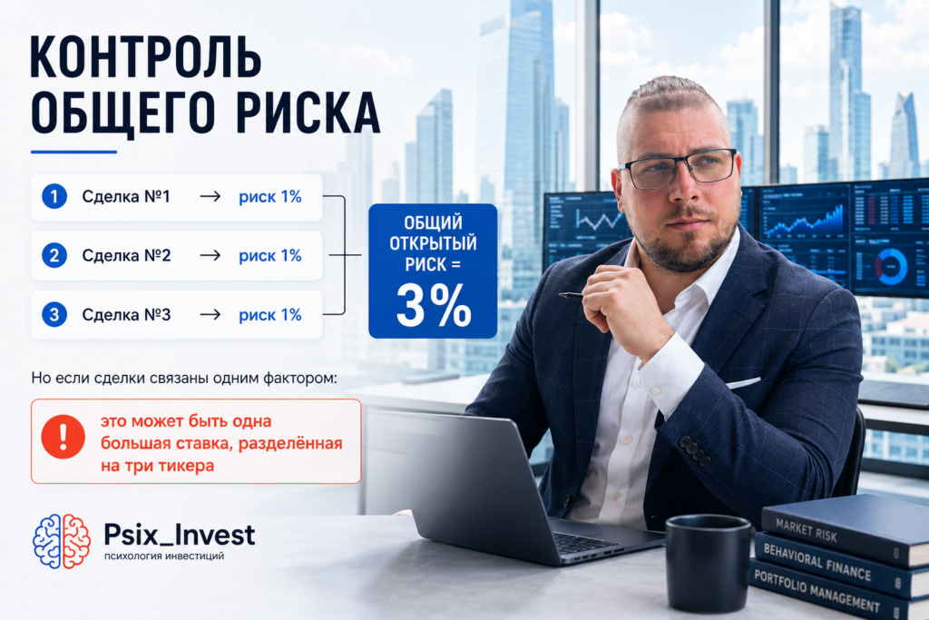 Схема суммарного риска нескольких одновременно открытых торговых позиций